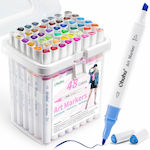 Ohuhu Marker de Proiectare Fine & Chisel 48 COLOURS OHUHU (80401-07) (Culori diverse)