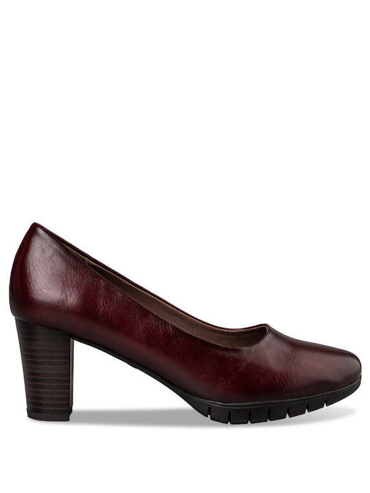 Envie Shoes Synthetic Leather Burgundy Heels