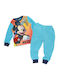 Disney Kinder Schlafanzug Winterlich Fleece Hellblau Mickey Mouse