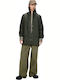 Women's Short Puffer Jacket Waterproof for Winter with Hood Green.