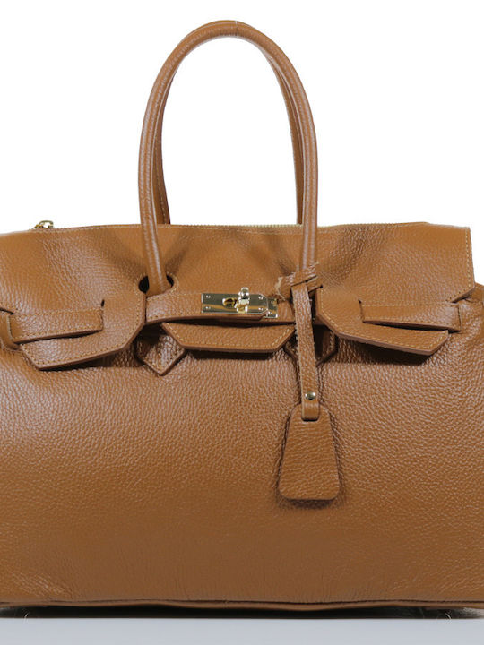 Passaggio Leather Leather Women's Bag Tote Handheld Tabac Brown