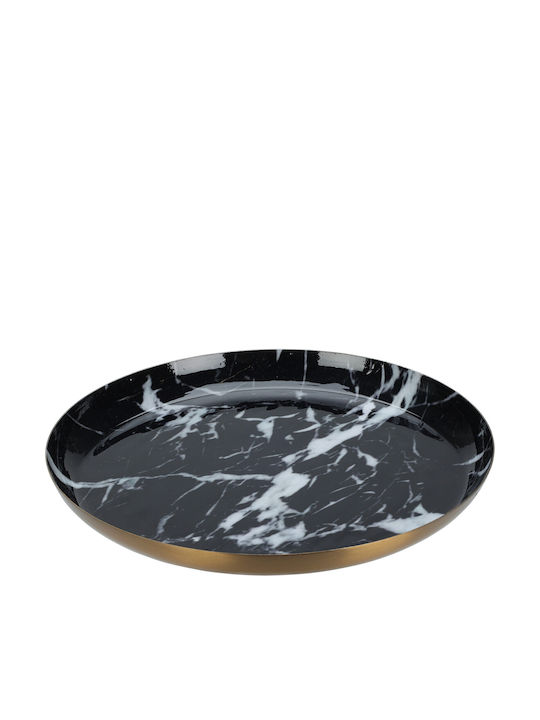 Koopman Metal Rotund Tavă de Servire cu Mânere în Culoare Negru 23x23cm A04610230 1buc