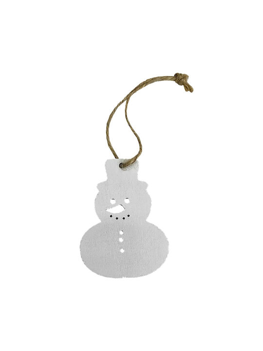 Ornament Om De Zăpadă Din Lemn Alb 7cm Ornament Om De Zăpadă Din Lemn Alb 7cm