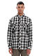Long-sleeved Flannel Shirt Checked White/Black