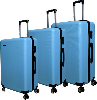 Abs Βαλίτσες Ταξιδιού Σκληρές Γαλάζιο με 4 Ρόδες Σετ 3τμχ