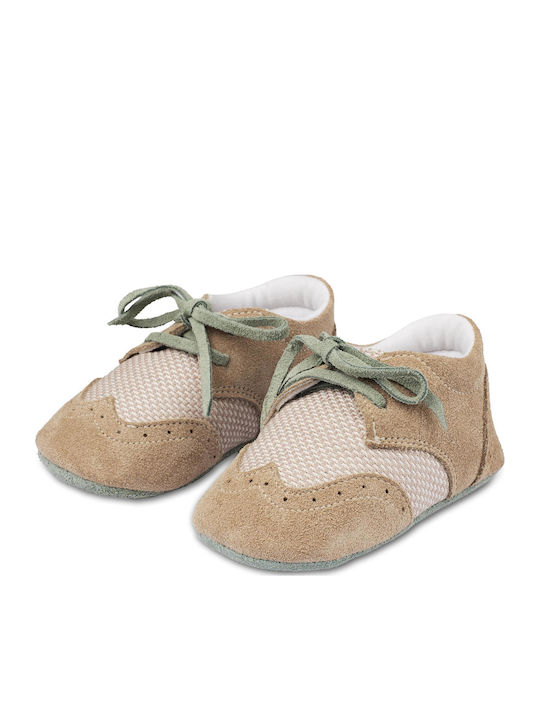 Babywalker Βαπτιστικά Δερμάτινα Sneakers Αγκαλιάς Μπεζ