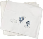 LiebeQueen Christening Oilcloths Set White with Hot Air Balloon Theme