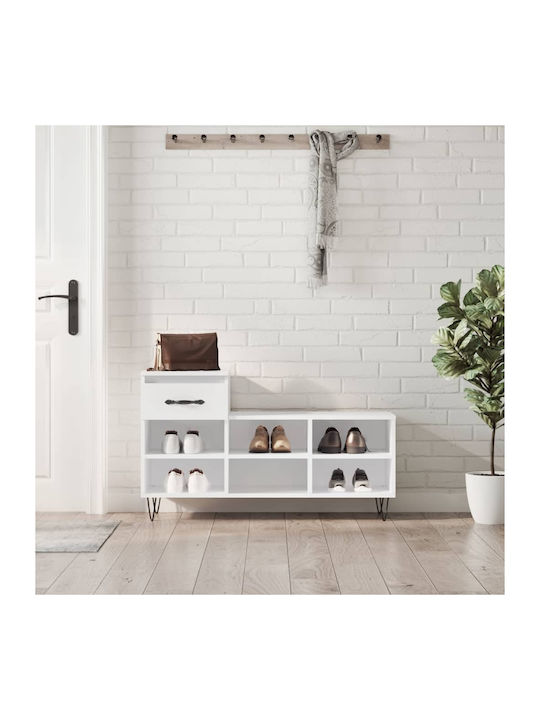 Wooden Shoe Organizer White 102x36x60cm