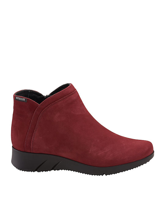 Leather Women's Ankle Boots Platform Red
