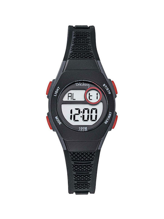 Tekday Kids Watch with Rubber/Plastic Strap Black