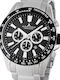 Jacques Lemans Liverpool Ανδρικό Ρολόι 48mm Χρονογράφος Μπαταρίας με Ασημί Μεταλλικό Μπρασελέ