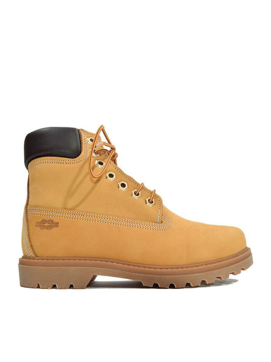 Leder Stiefeletten Damen Gelb
