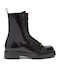 Leather Black Men's Boots with Zipper