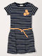 Kids Dress Short Sleeve Striped Navy Blue