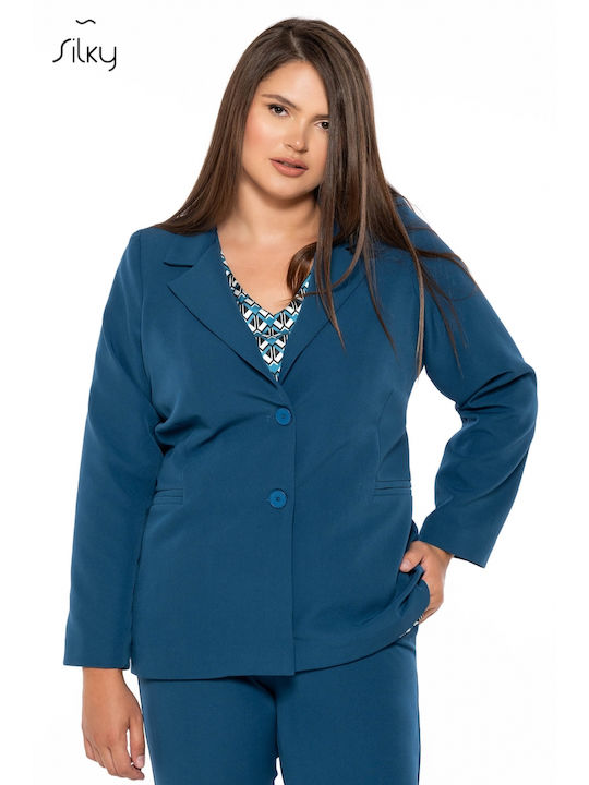 Silky Collection Women's Blazer Petrol Blue