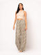 Women's High-waisted Fabric Trousers Brown