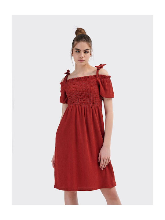 Alcott Καλοκαιρινό Mini Φόρεμα με Βολάν Πορτοκαλί