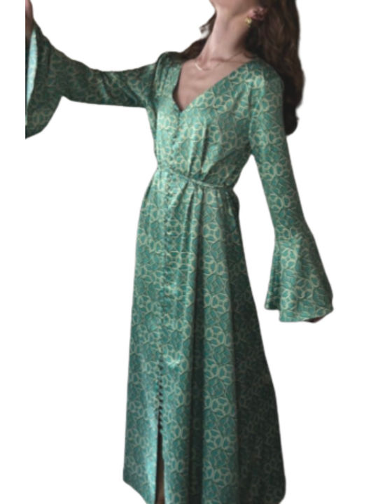 La Chaîne Maxi Dress Satin Green