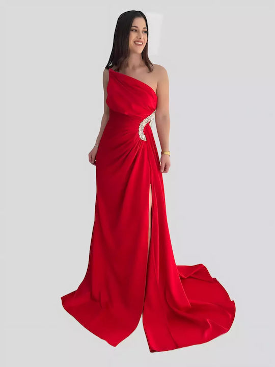 Kiyafet Sepeti Maxi Φόρεμα Σατέν Κόκκινο