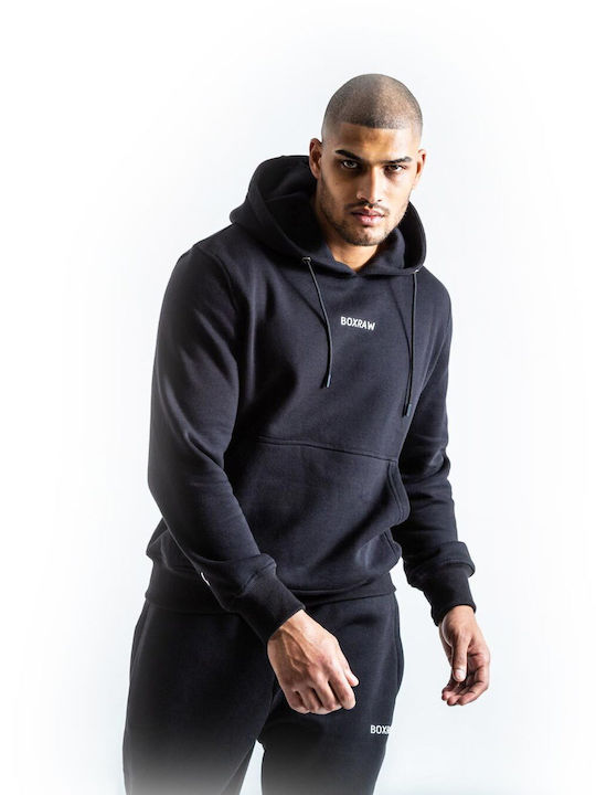 Boxraw Herren Sweatshirt mit Kapuze Black