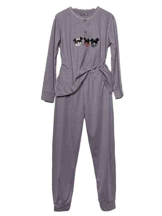 Lovelx Homewear Winter Women's Pyjama Set Cotton Purple