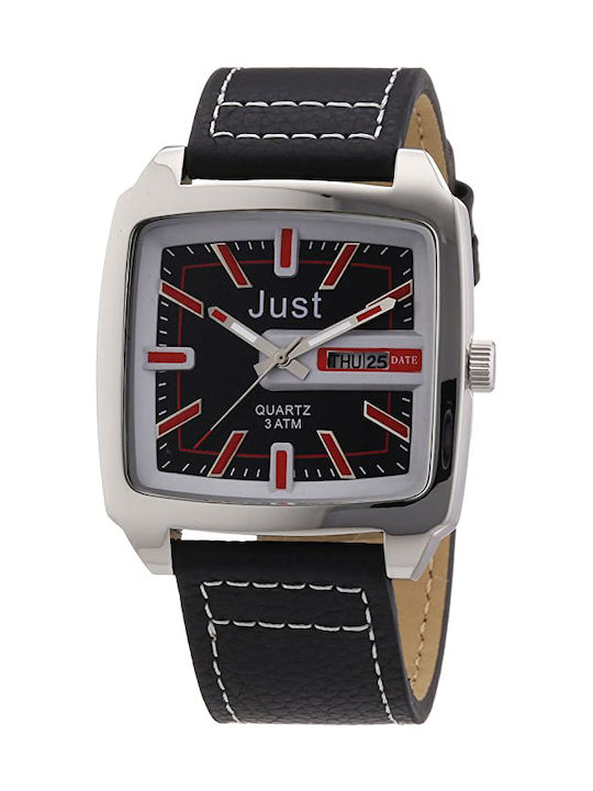Just Watch Herrenuhr Batterie mit Schwarz / Schwarz Lederarmband