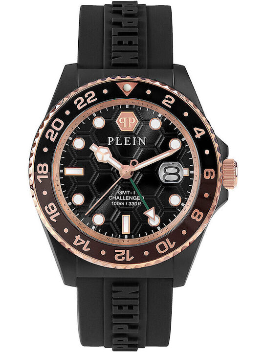 Philipp Plein Hyper Ανδρικό Ρολόι 44mm Μπαταρίας με Μαύρο Καουτσούκ Λουράκι