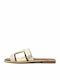 Leather Women's Flat Sandals in Tabac Brown Color