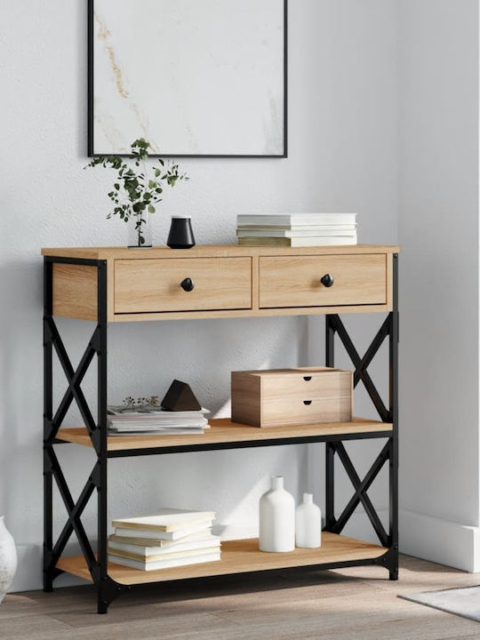 Console Table Wood & Metal Sonoma Δρυς L75xW28xH75cm