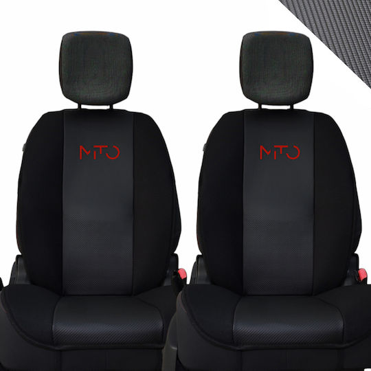 Πλατοκάθισμα Αυτοκινήτου 2τμχ Δερματίνη Alfa Romeo Mito Μαύρα