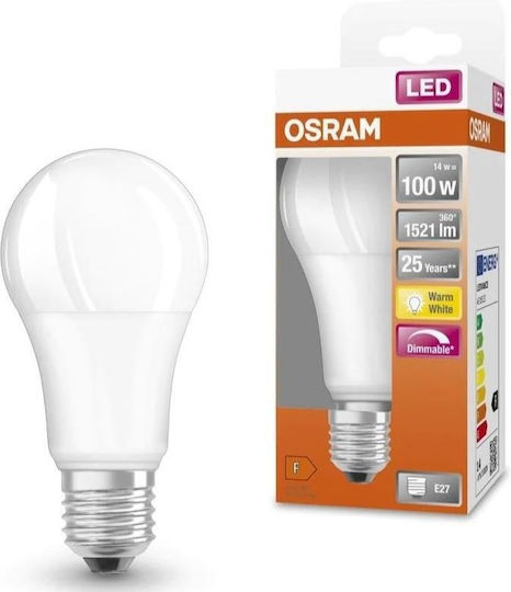 Osram LED Bulb 14W 120mm for Socket E27 and Shape A60 Warm White 1521lm Dimmable