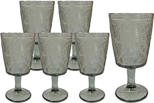 TnS Grey Leaves Set of Glasses Whiskey made of Glass Stemmed 300ml 6pcs