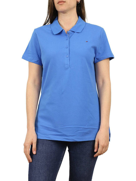 Tommy Hilfiger Damen Polo Bluse Kurzarm Blau