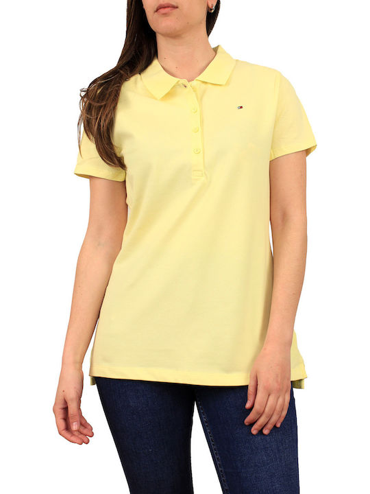 Tommy Hilfiger Γυναικεία Polo Μπλούζα Κοντομάνικη Κίτρινη