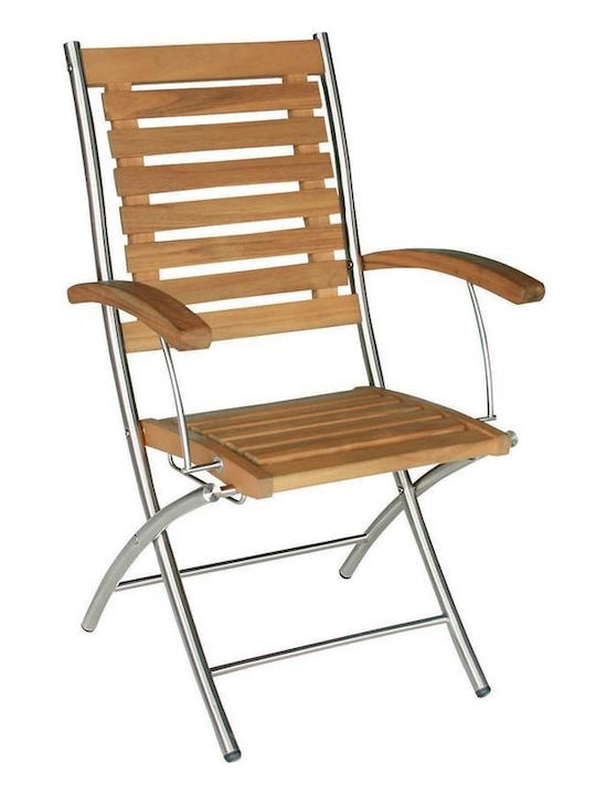 Outdoor Armchair Wooden Stainless steel 1pcs 57x58x96cm.