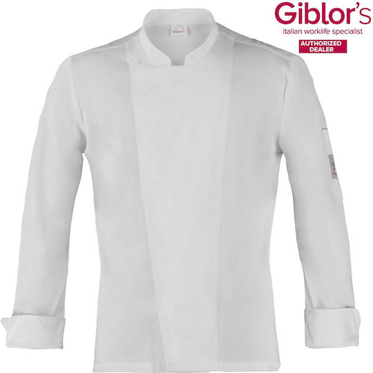 Giblor's Σακάκι Σεφ 100% Βαμβάκι Λευκό με Μακρύ Μανίκι