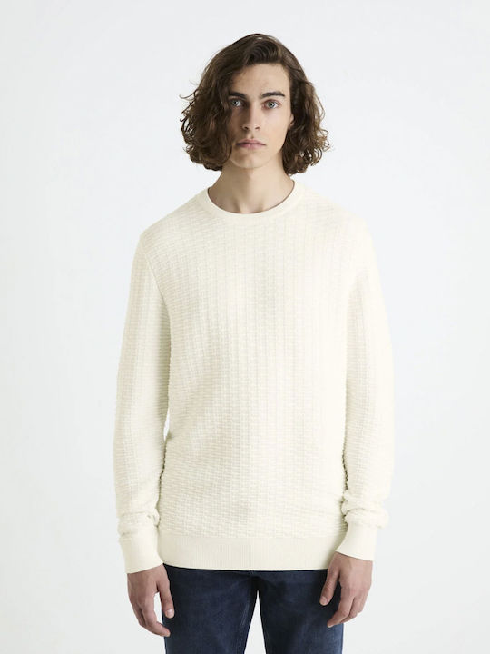 Celio Men's Long Sleeve Sweater Ecru