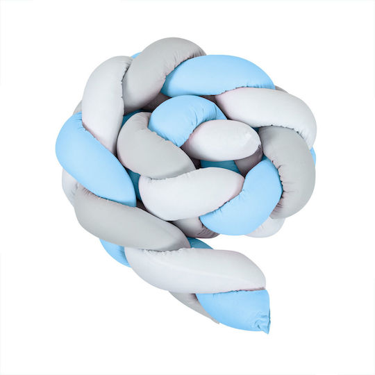 Baby Oliver Crib Bumpers Braided Inside White-Silver-Grey 20x200cm