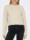 Only Life Women's Long Sleeve Crop Pullover Whitecap GrayMelange OffWhite