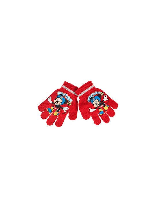 Superheroes Knitted Kids Gloves Red