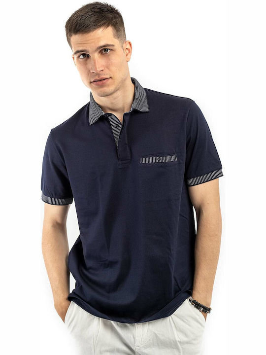 Nino Marini Men's Short Sleeve Blouse Polo Blue