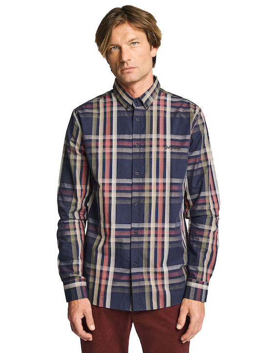 Staff Men's Shirt Long Sleeve Checked Plaid (Multicolour).