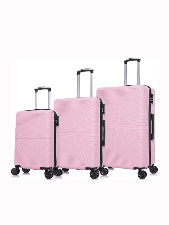 Playbags Βαλίτσες Ταξιδιού Σκληρές Ροζ με 4 Ρόδες Σετ 3τμχ