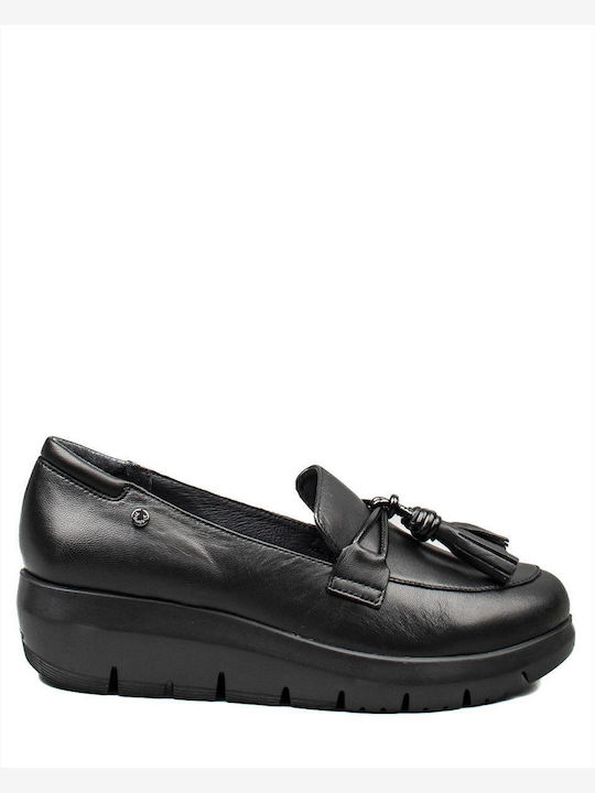 Stonefly Women's Leather Platform Shoes Black