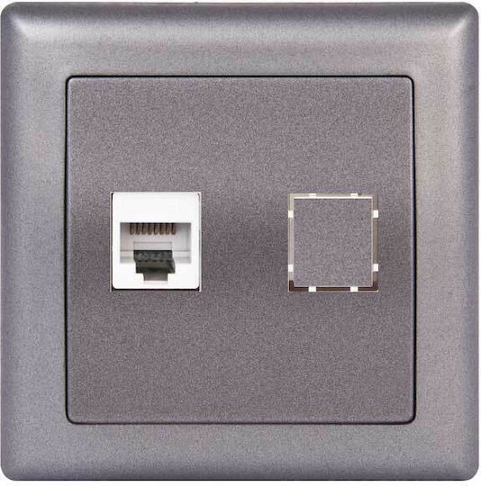 Mutlusan Daria Single Network Socket Mechanism RJ45 in Gray Color 10586