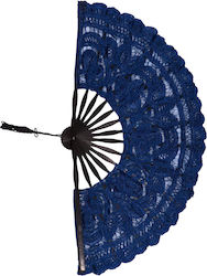 Silk Fashion Handgemachte Βεντάλια Blaue 22cm