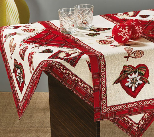 Whitegg Christmas Tablecloth Fabric White L140xW140cm.