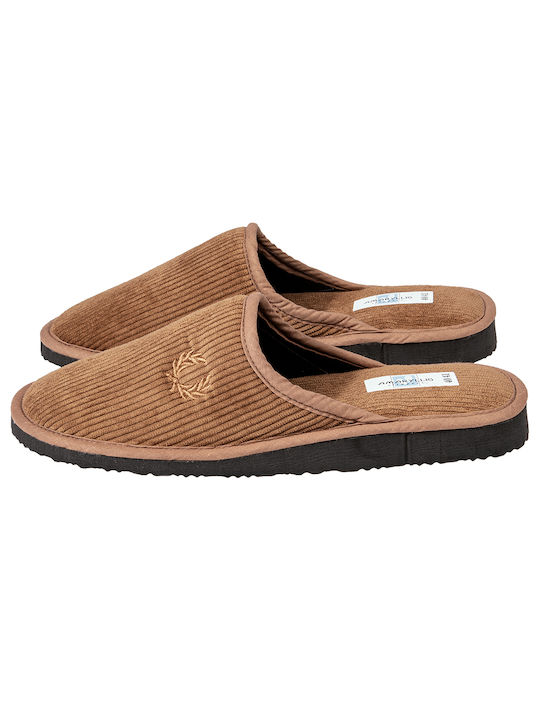 Amaryllis Slippers Χειμερινές Ανδρικές Παντόφλες Καφέ