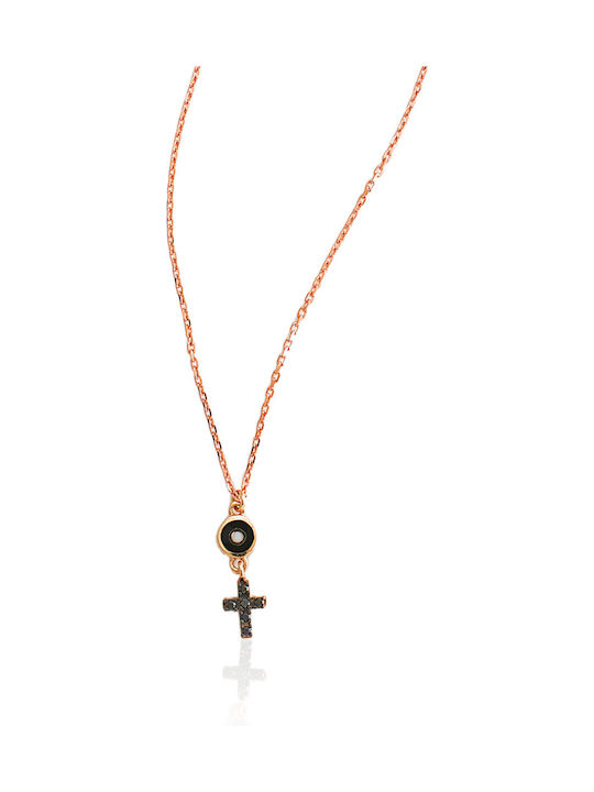 Colier Cu Design Tiara Din Aur Roz 14 Carate Negru