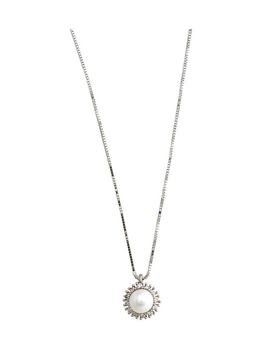 Charm aus Weißgold 14K mit Perlen